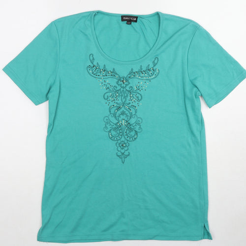 Paramour Womens Green Polyester Basic T-Shirt Size S Scoop Neck - Size S-M