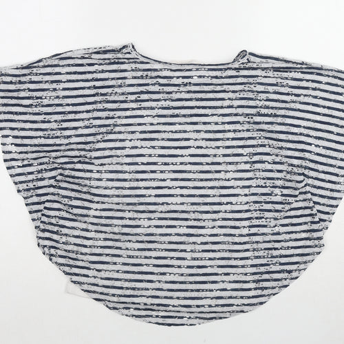 H&M Girls Blue Geometric Polyester Basic Blouse Size 9-10 Years Round Neck Pullover