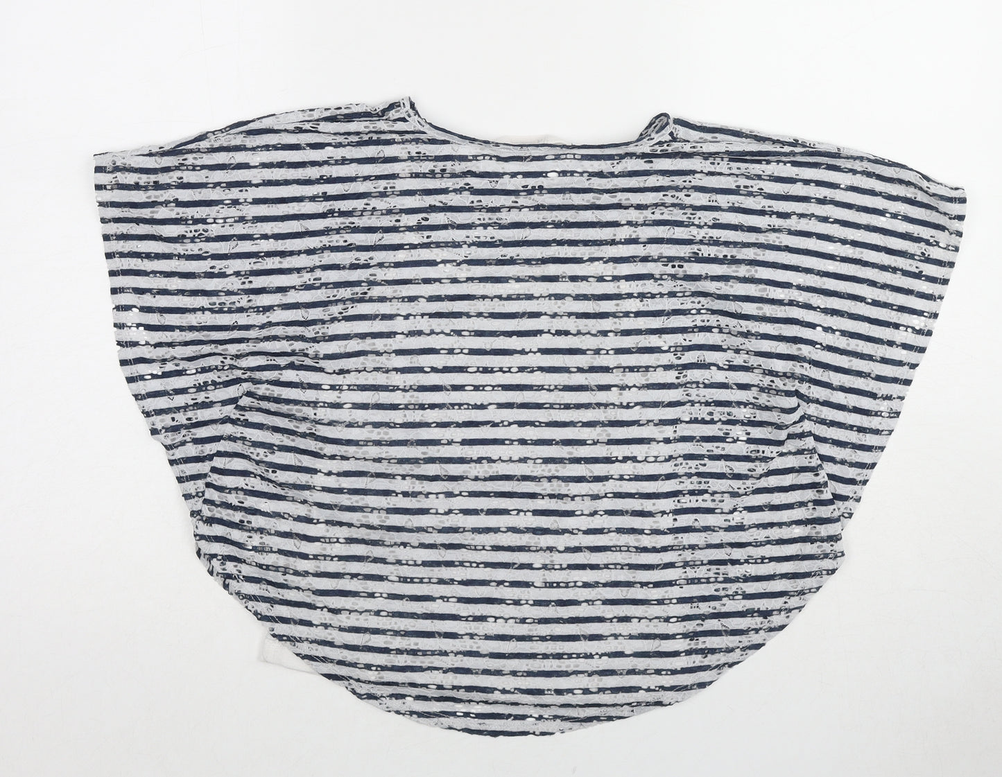 H&M Girls Blue Geometric Polyester Basic Blouse Size 9-10 Years Round Neck Pullover