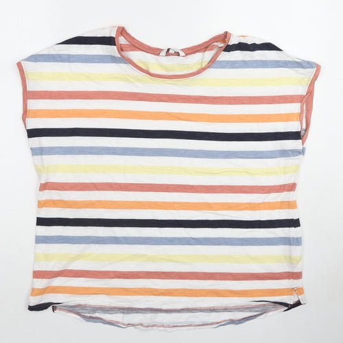 NEXT Womens Multicoloured Striped Cotton Basic T-Shirt Size 14 Round Neck