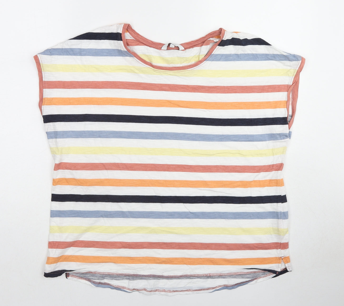 NEXT Womens Multicoloured Striped Cotton Basic T-Shirt Size 14 Round Neck