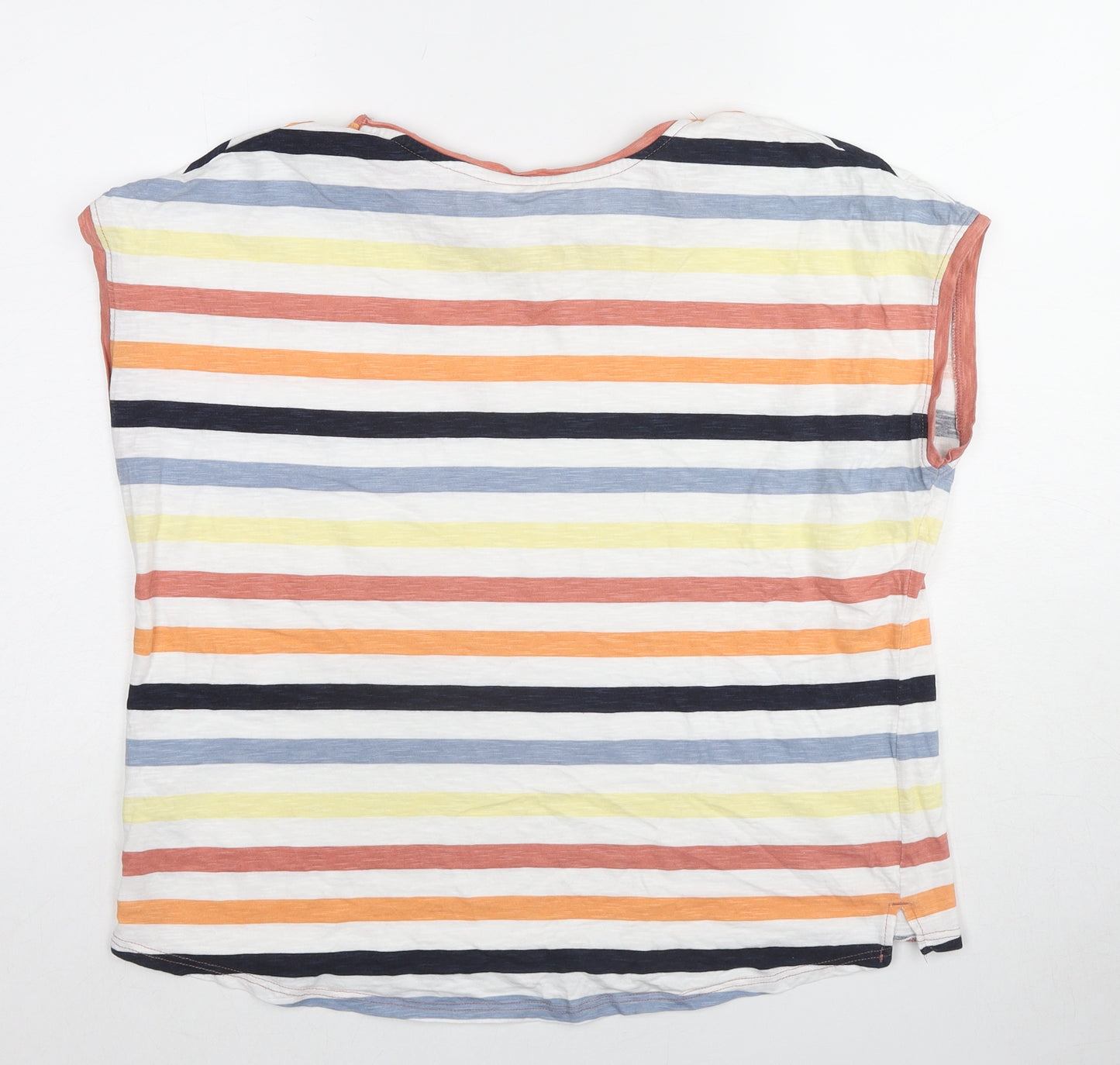 NEXT Womens Multicoloured Striped Cotton Basic T-Shirt Size 14 Round Neck