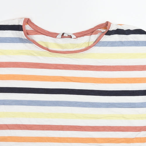 NEXT Womens Multicoloured Striped Cotton Basic T-Shirt Size 14 Round Neck