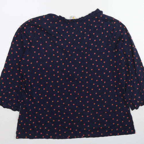 Boden Womens Blue Polka Dot Cotton Basic Blouse Size 18 Round Neck