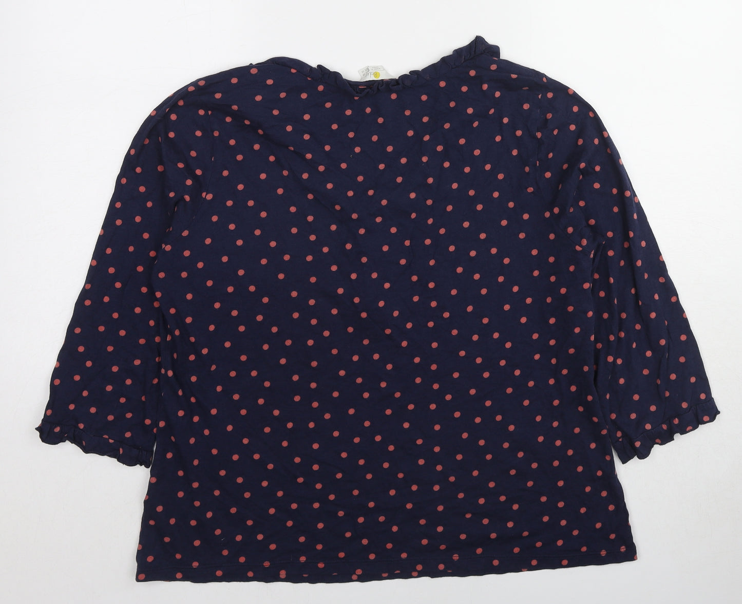 Boden Womens Blue Polka Dot Cotton Basic Blouse Size 18 Round Neck