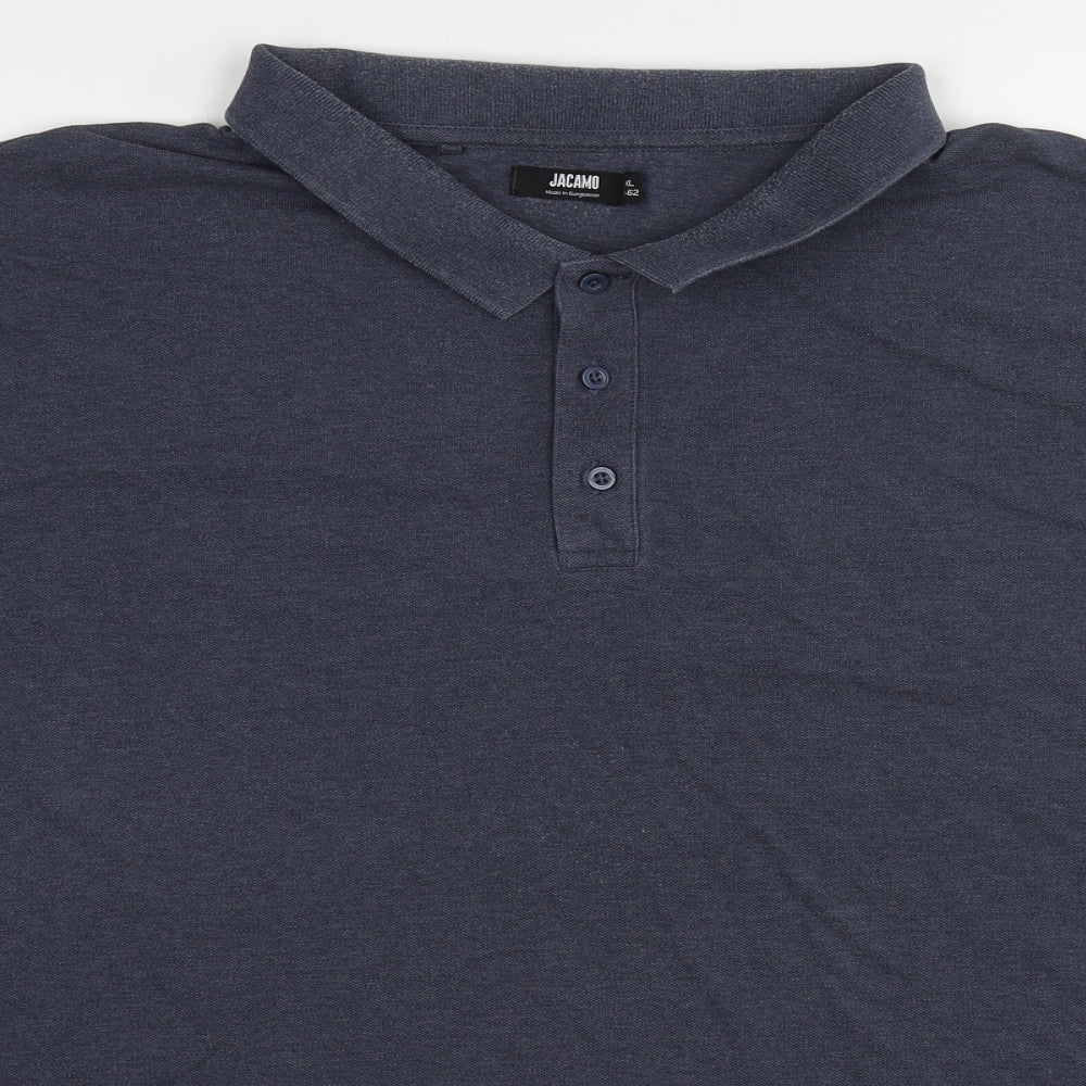 Jacamo Mens Blue Cotton Polo Size 4XL Collared Pullover
