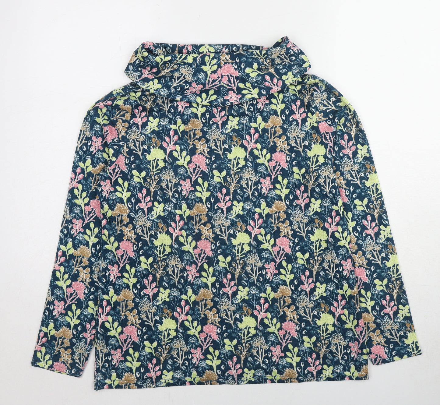 EWM Womens Multicoloured Geometric Polyester Basic T-Shirt Size 10 Roll Neck