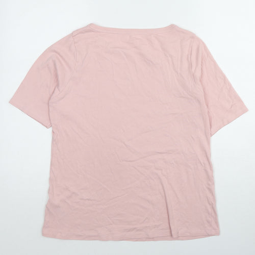 Marks and Spencer Womens Pink Cotton Basic T-Shirt Size 18 Round Neck