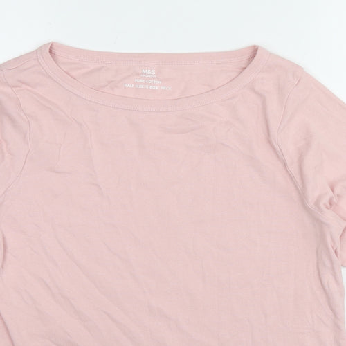 Marks and Spencer Womens Pink Cotton Basic T-Shirt Size 18 Round Neck