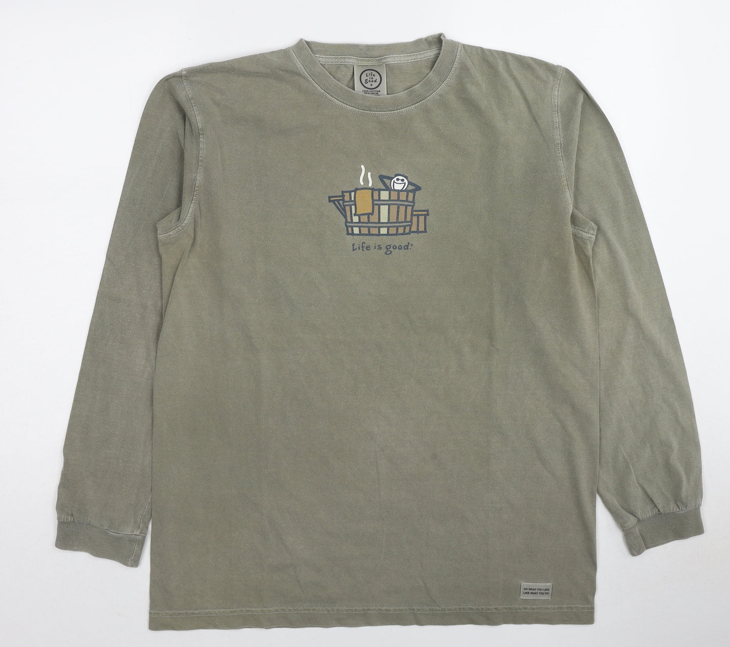 Life is Good Mens Green Cotton Pullover Sweatshirt Size M