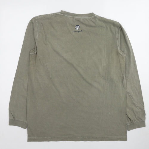 Life is Good Mens Green Cotton Pullover Sweatshirt Size M