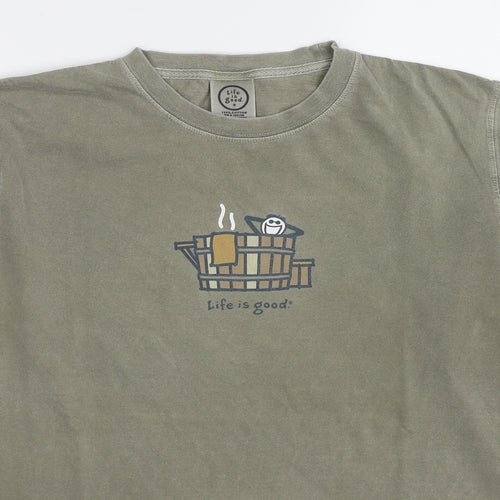 Life is Good Mens Green Cotton Pullover Sweatshirt Size M