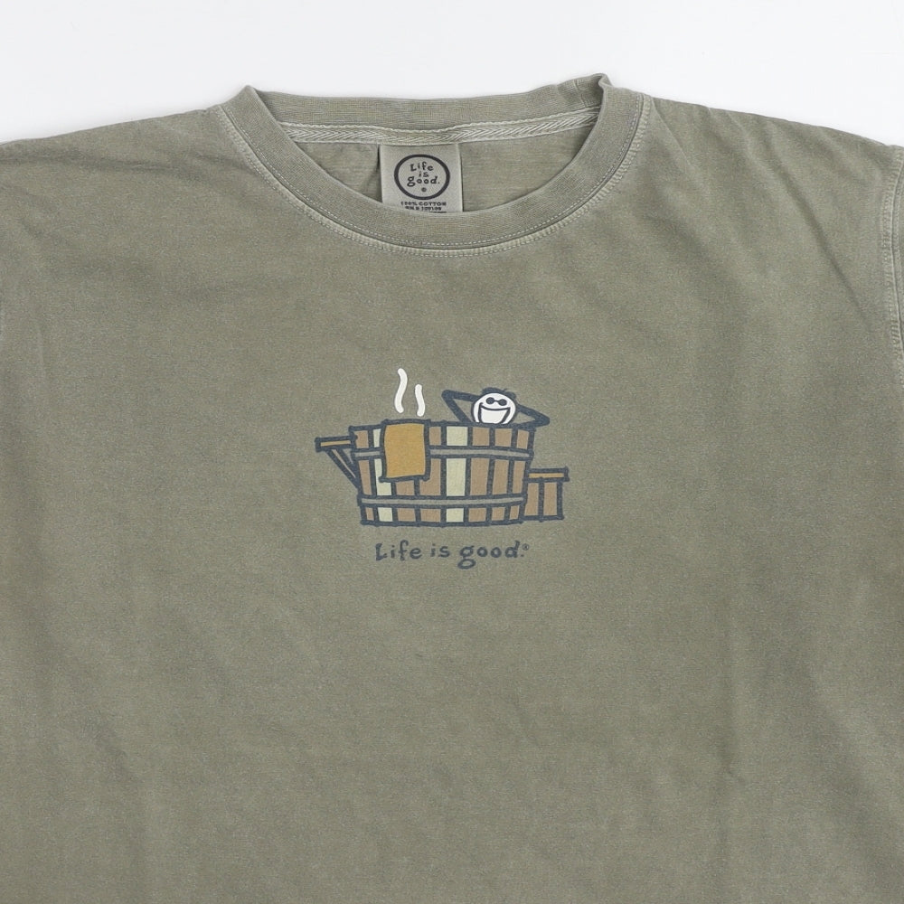 Life is Good Mens Green Cotton Pullover Sweatshirt Size M