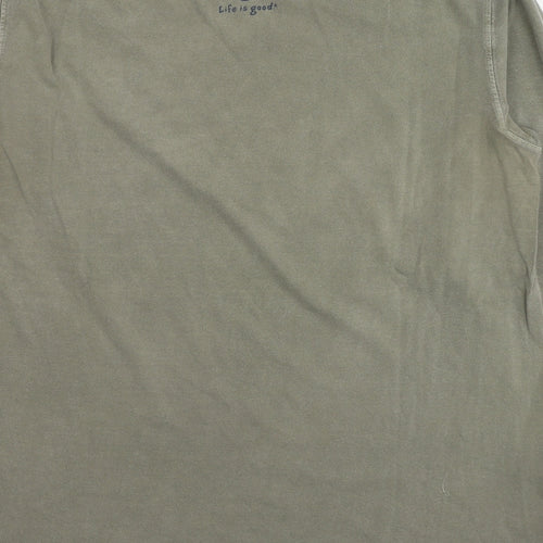 Life is Good Mens Green Cotton Pullover Sweatshirt Size M