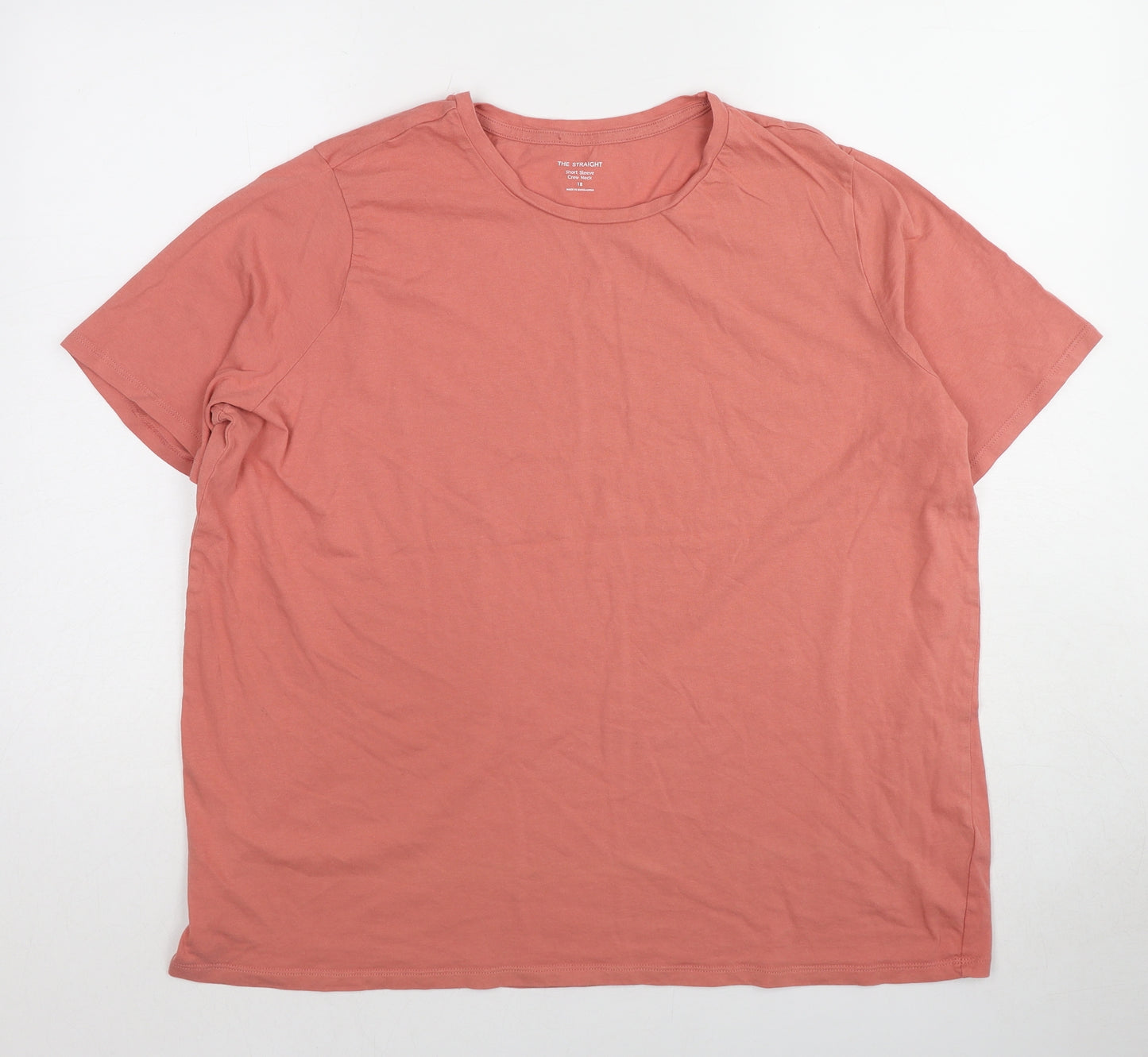 Marks and Spencer Womens Pink Cotton Basic T-Shirt Size 18 Crew Neck