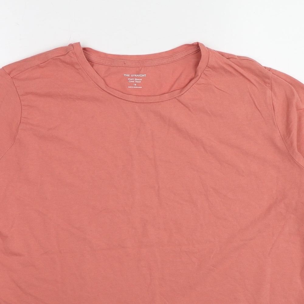 Marks and Spencer Womens Pink Cotton Basic T-Shirt Size 18 Crew Neck