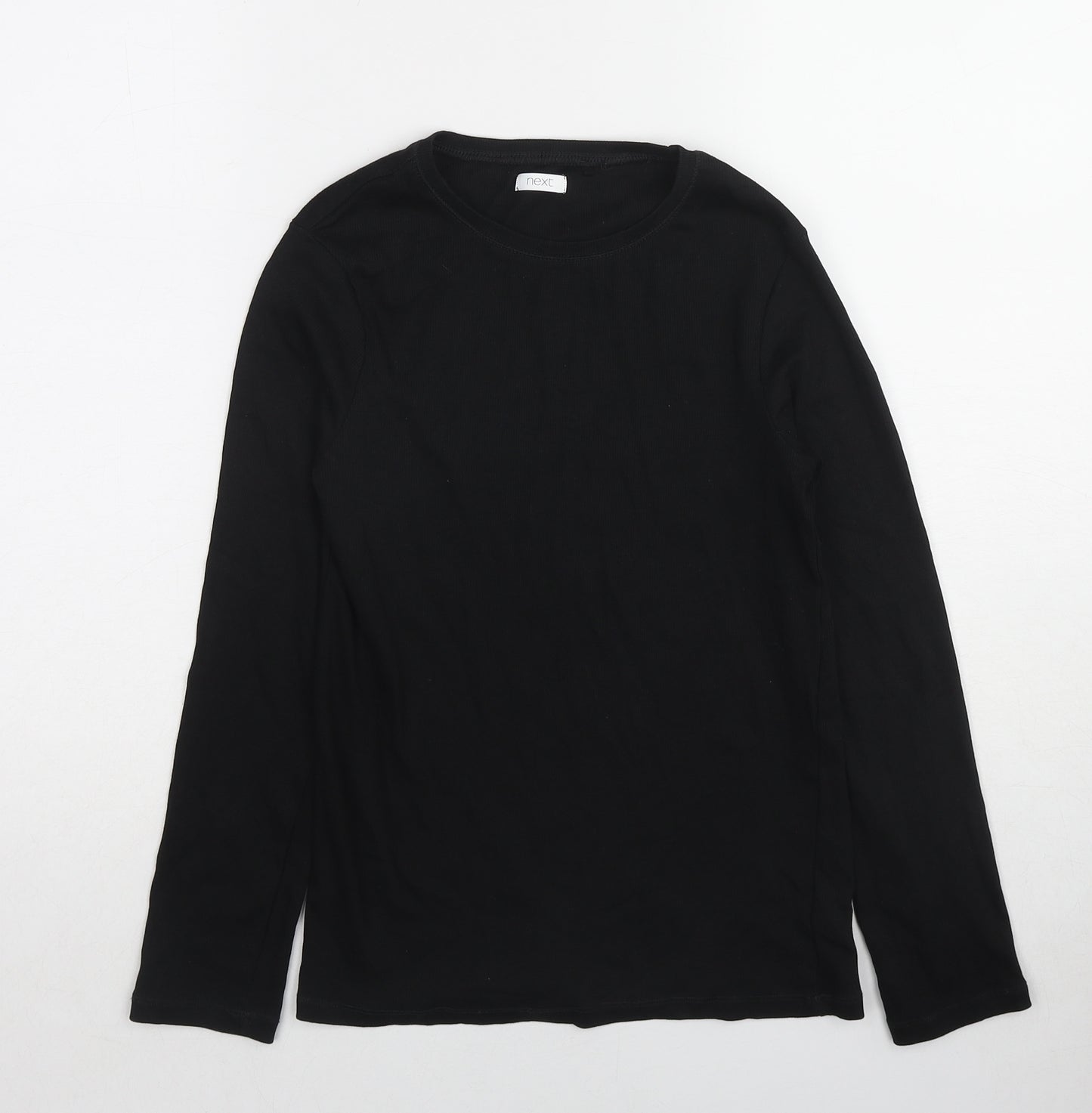 NEXT Girls Black Cotton Basic T-Shirt Size 13 Years Round Neck Pullover