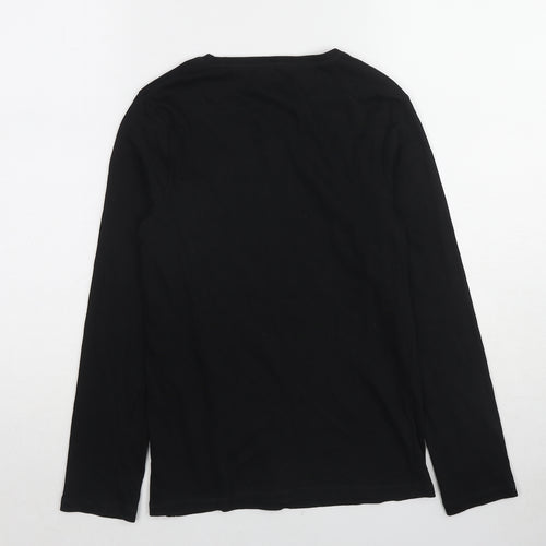 NEXT Girls Black Cotton Basic T-Shirt Size 13 Years Round Neck Pullover