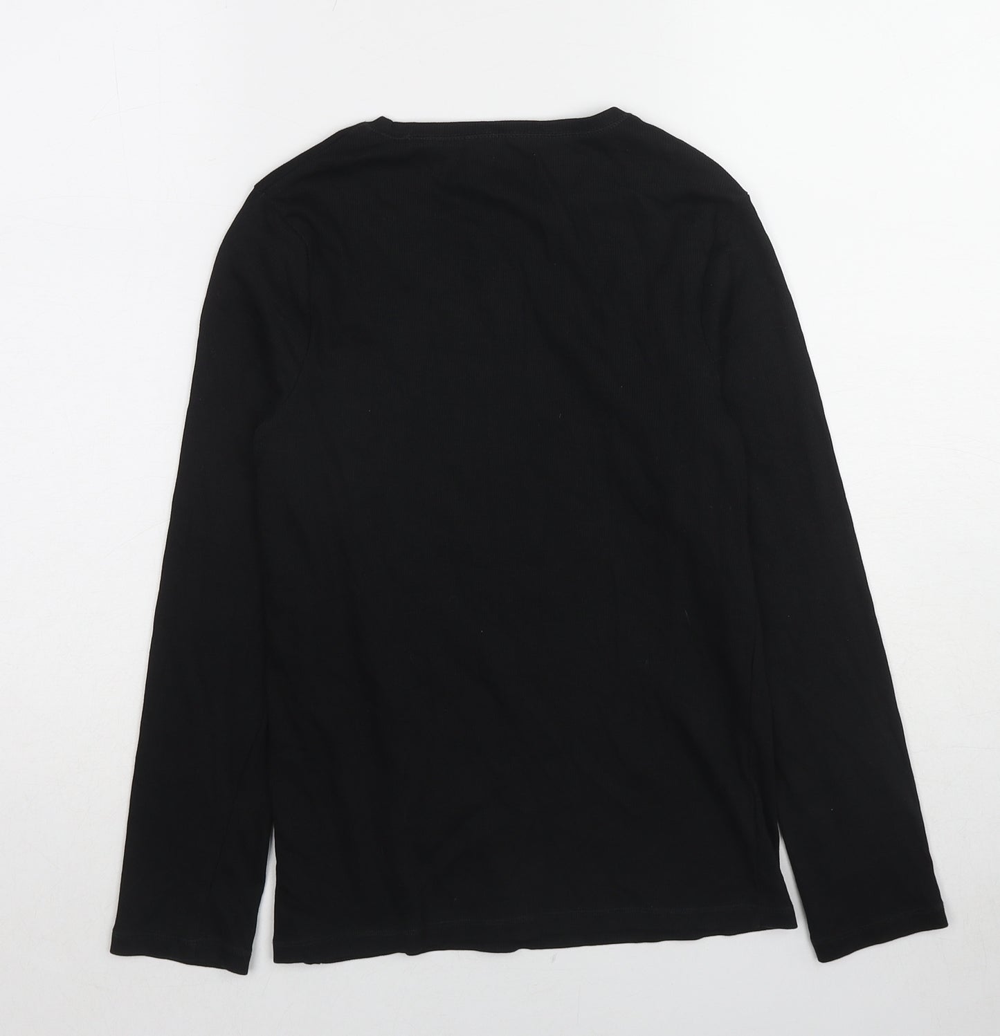 NEXT Girls Black Cotton Basic T-Shirt Size 13 Years Round Neck Pullover