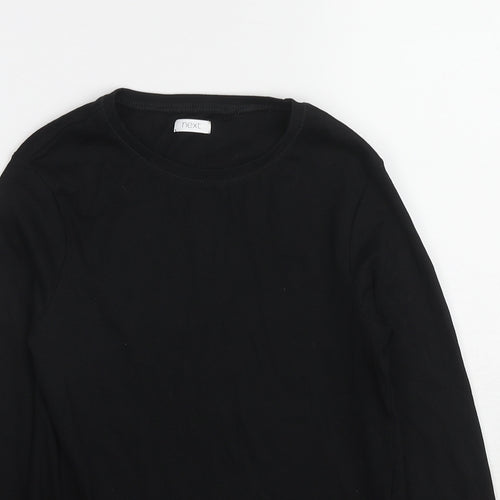 NEXT Girls Black Cotton Basic T-Shirt Size 13 Years Round Neck Pullover
