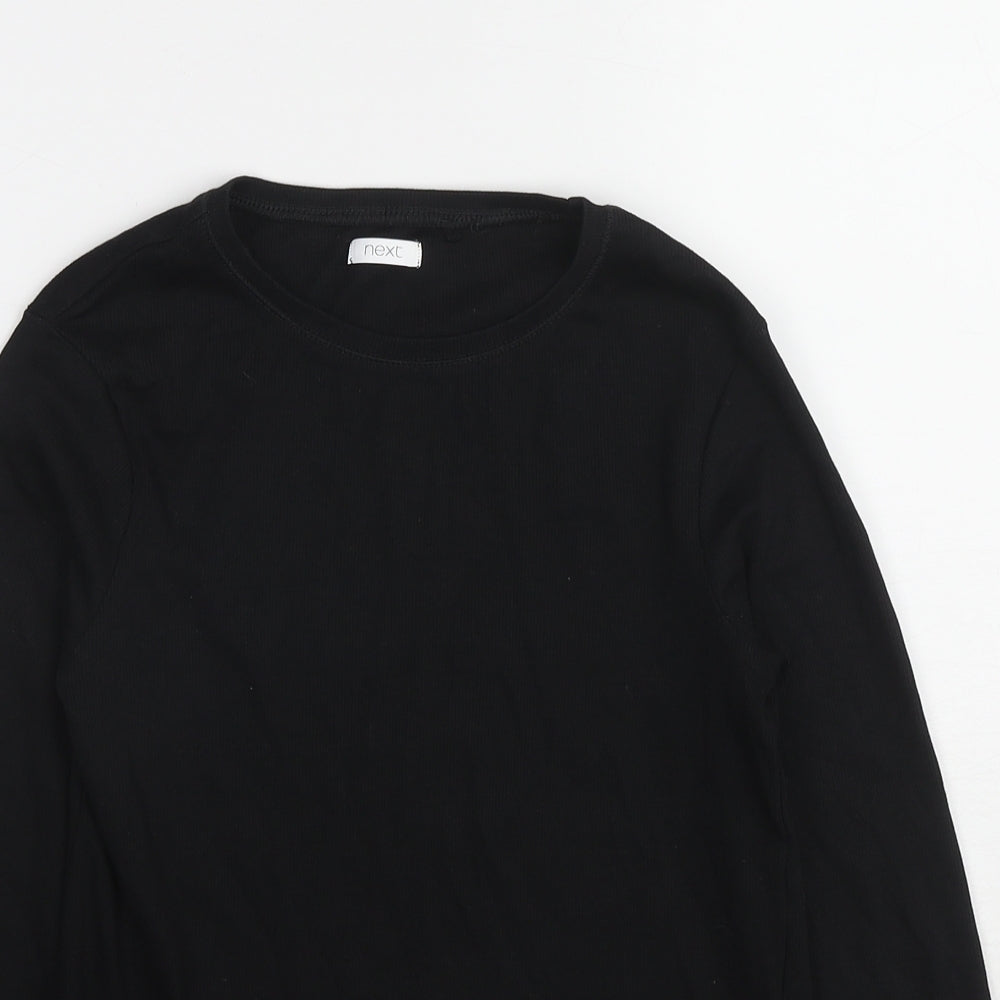 NEXT Girls Black Cotton Basic T-Shirt Size 13 Years Round Neck Pullover
