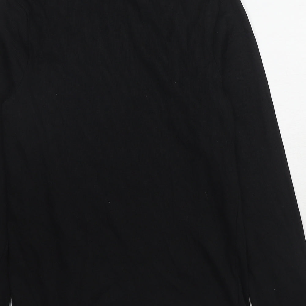 NEXT Girls Black Cotton Basic T-Shirt Size 13 Years Round Neck Pullover