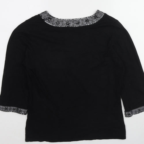 Wallis Womens Black Viscose Basic Blouse Size 16 V-Neck