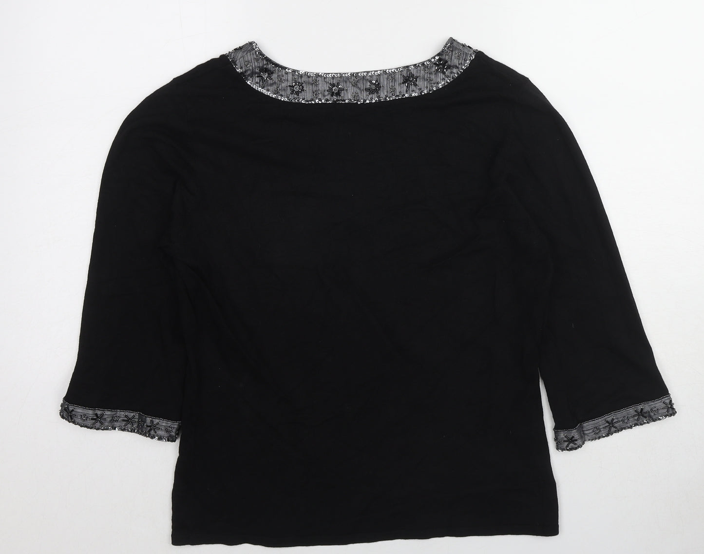 Wallis Womens Black Viscose Basic Blouse Size 16 V-Neck