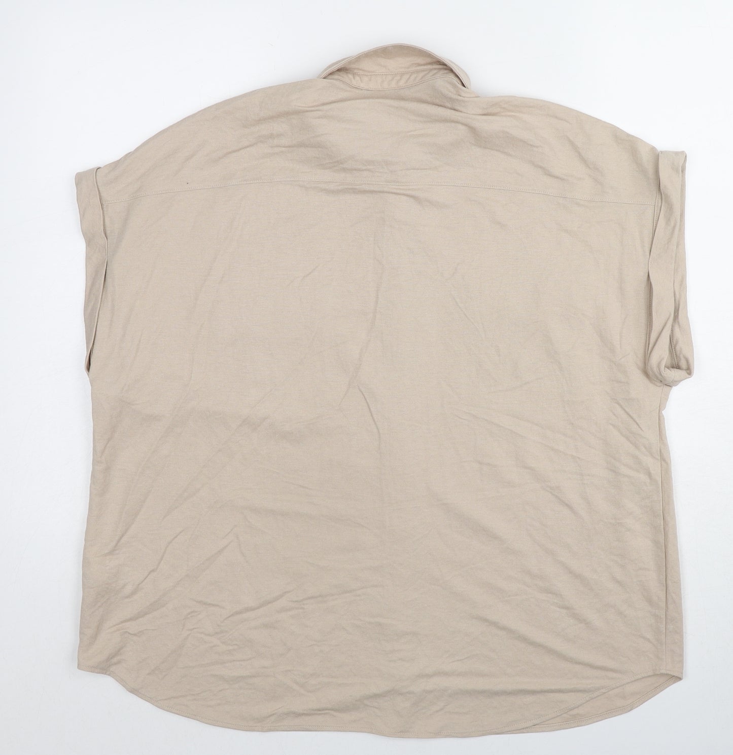 Marks and Spencer Womens Brown Viscose Basic Button-Up Size 12 Collared