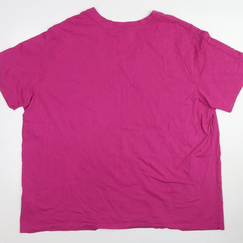 BPC Collection Womens Pink Cotton Basic T-Shirt Size 2XL V-Neck