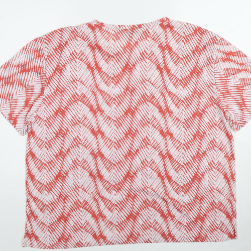 Marks and Spencer Womens Red Geometric Polyester Basic T-Shirt Size 18 Round Neck