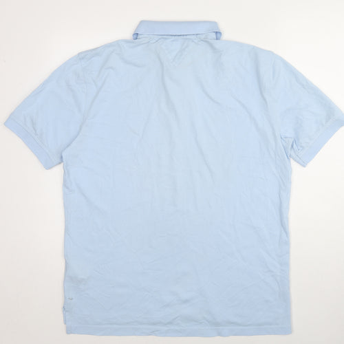 Tommy Hilfiger Mens Blue Cotton Polo Size XL Collared Button