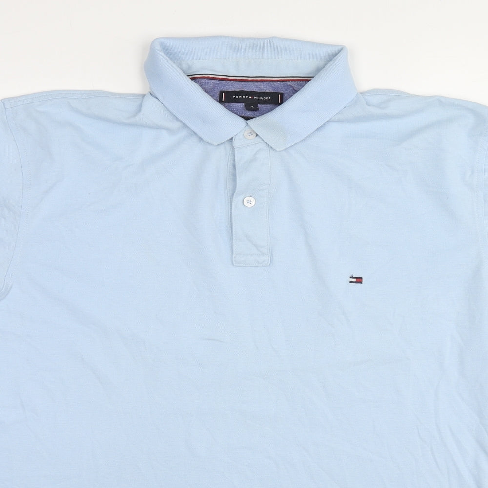 Tommy Hilfiger Mens Blue Cotton Polo Size XL Collared Button