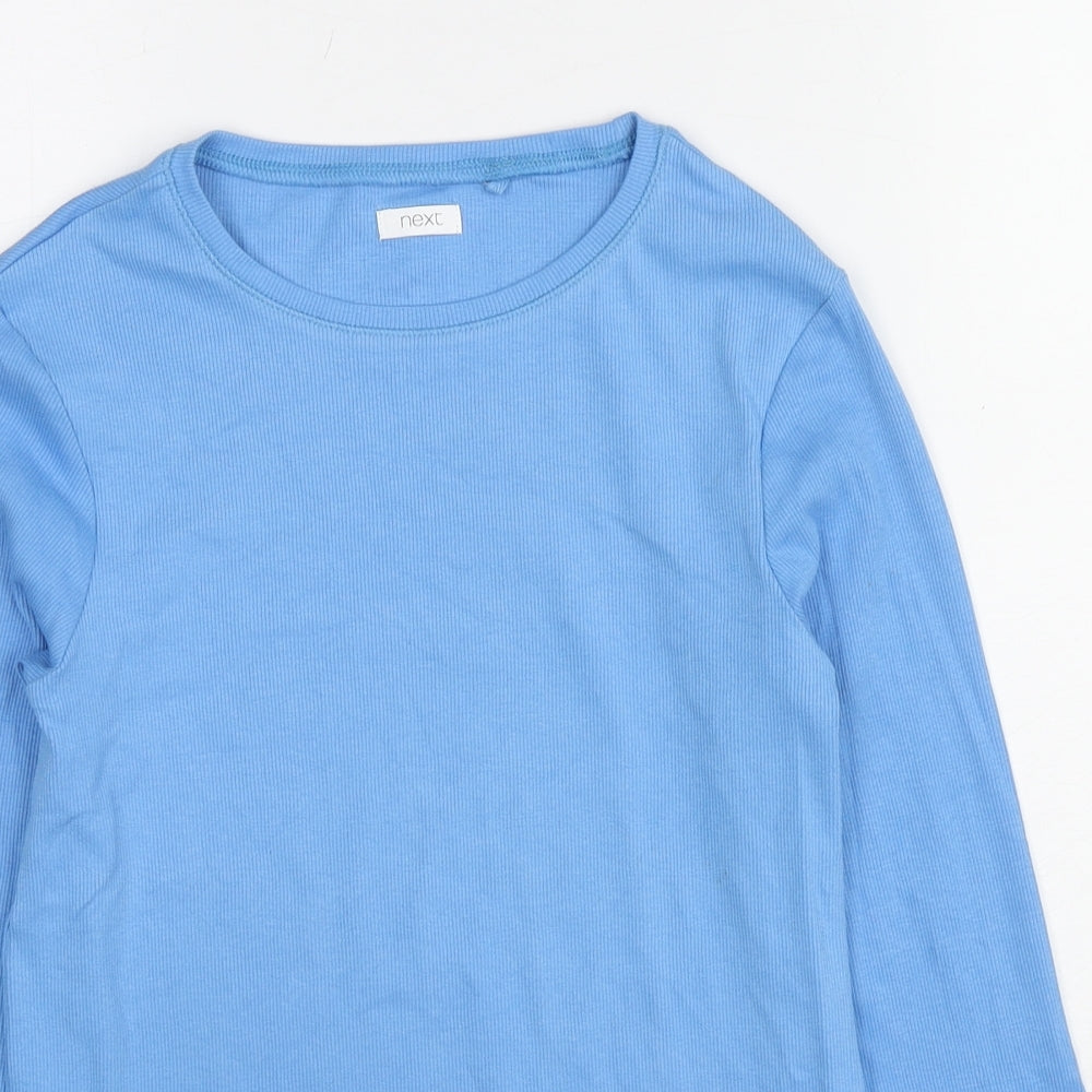NEXT Girls Blue Cotton Basic T-Shirt Size 13 Years Round Neck Pullover