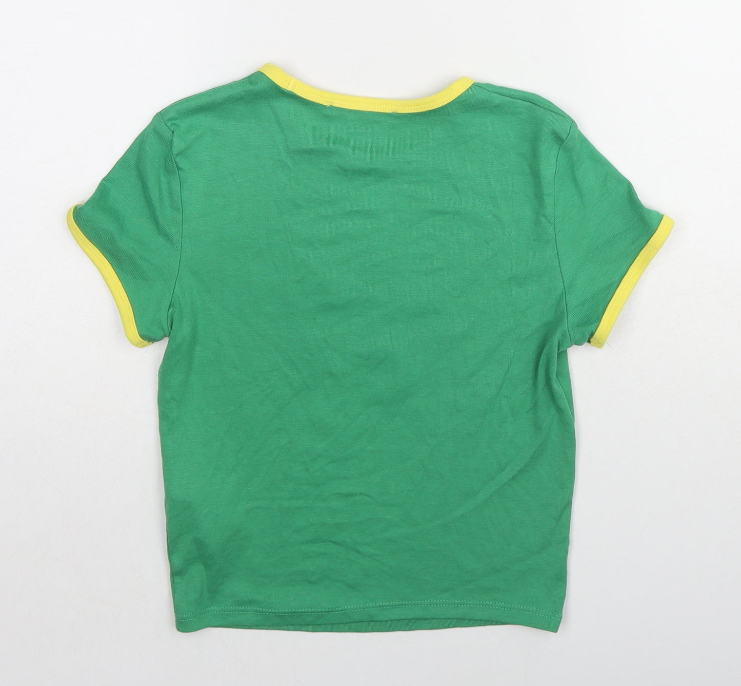 Bershka Womens Green Cotton Basic T-Shirt Size S Round Neck - Jamaica