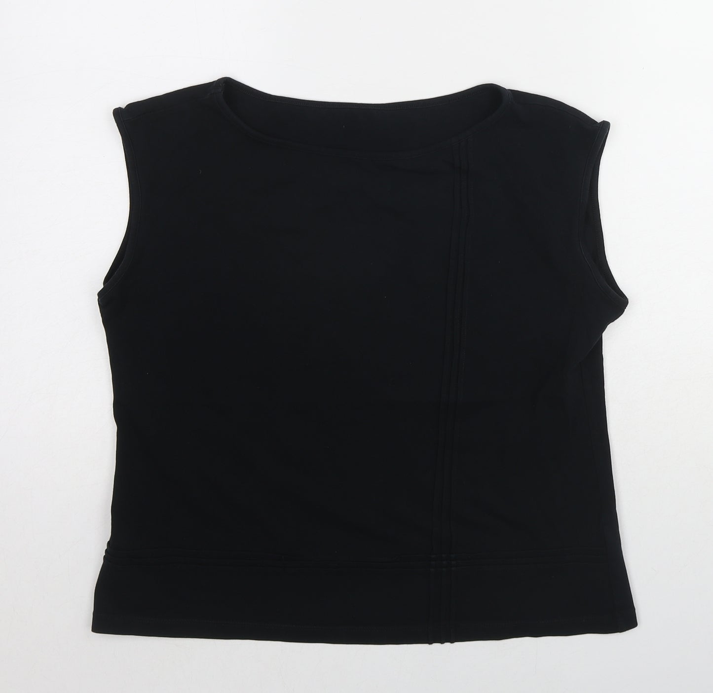 Marks and Spencer Womens Black Cotton Basic Tank Size 18 Round Neck