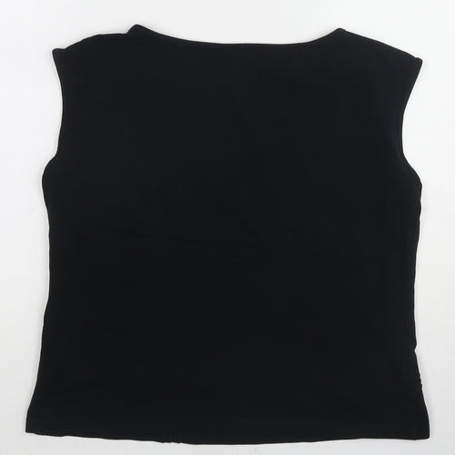 Marks and Spencer Womens Black Cotton Basic Tank Size 18 Round Neck