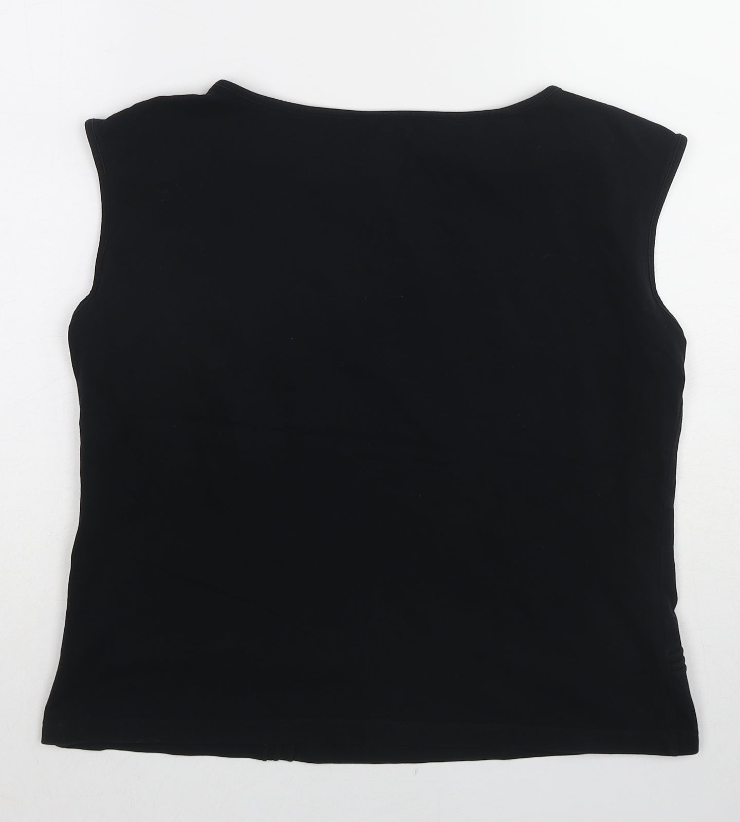 Marks and Spencer Womens Black Cotton Basic Tank Size 18 Round Neck