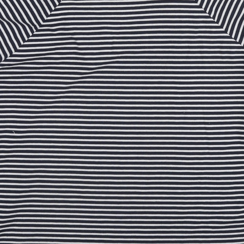 FABRIZIO Womens Black Striped Polyester Basic Blouse Size XL Round Neck