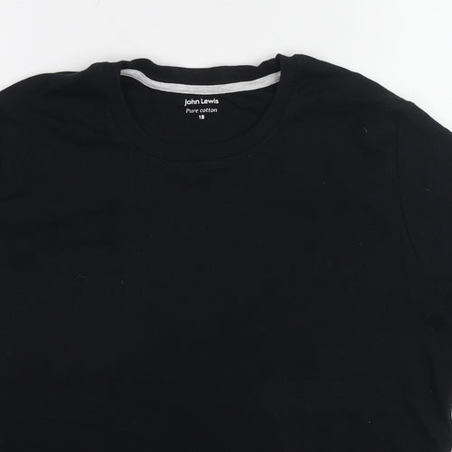 John Lewis Womens Black Cotton Basic T-Shirt Size 18 Round Neck