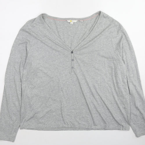 Boden Womens Grey Cotton Basic Blouse Size 22 V-Neck