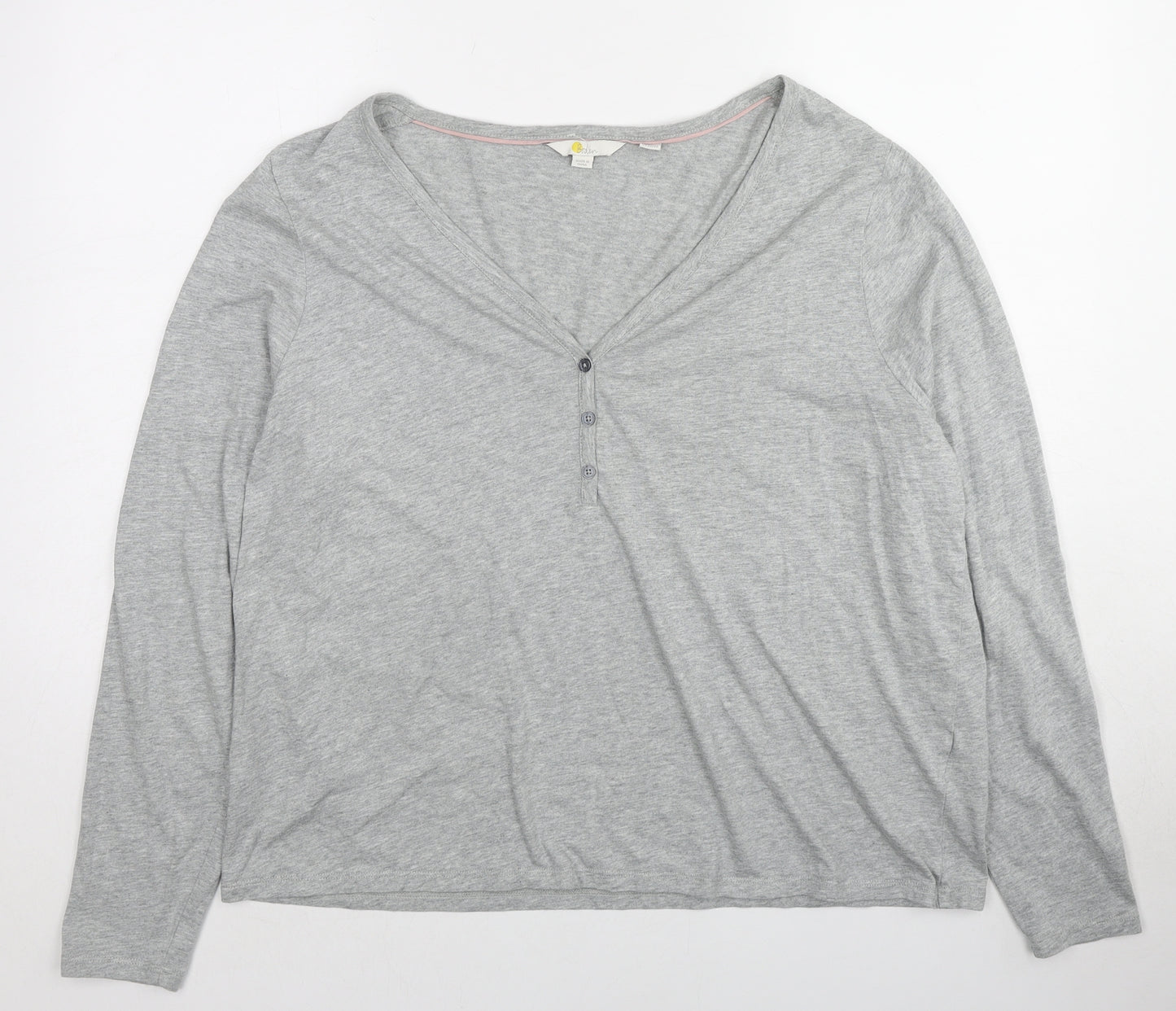 Boden Womens Grey Cotton Basic Blouse Size 22 V-Neck