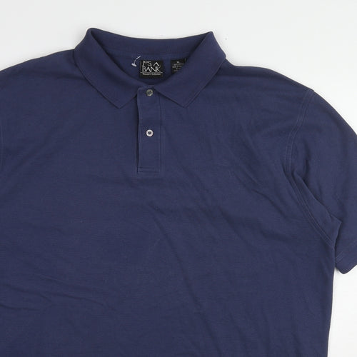 Traveler Mens Blue Cotton Polo Size XL Collared Button