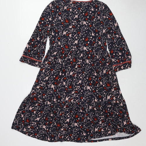 Boden Womens Blue Geometric Viscose Jumper Dress Size 8 Round Neck Pullover - Bird pattern