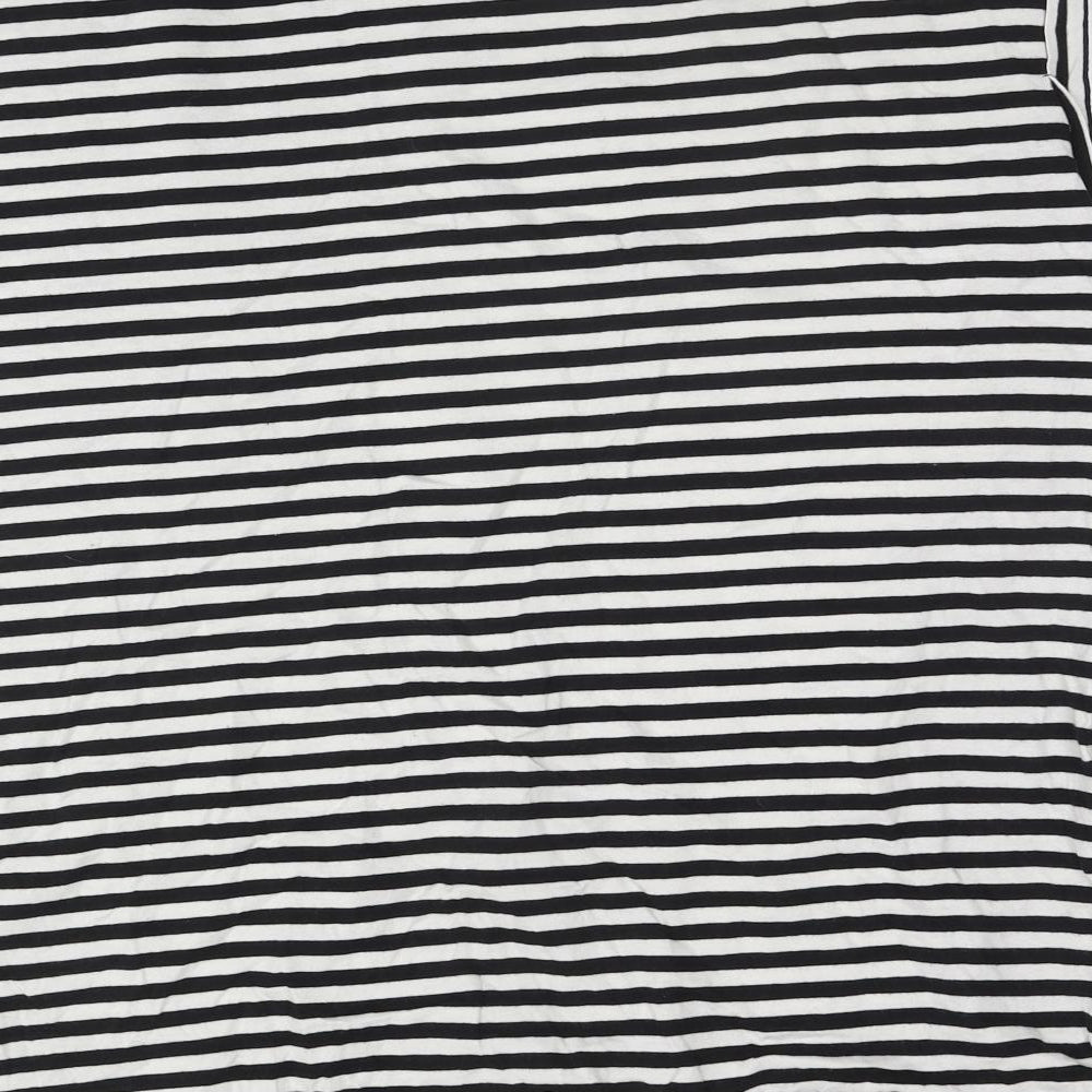 Simply Be Womens Black Striped Cotton Basic T-Shirt Size 24 Round Neck