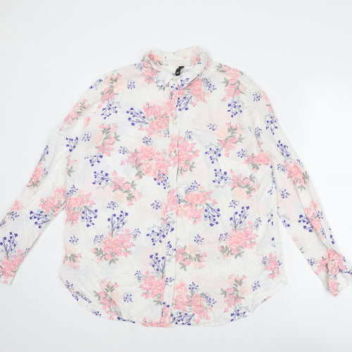 Divided by H&M Womens Multicoloured Floral Viscose Basic Button-Up Size 14 Collared