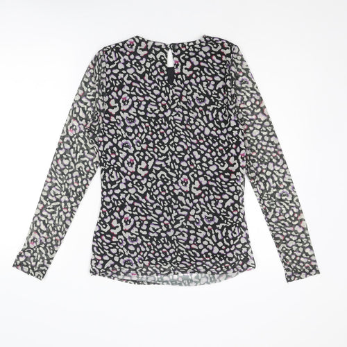 Dorothy Perkins Womens Multicoloured Animal Print Polyester Basic T-Shirt Size M Round Neck