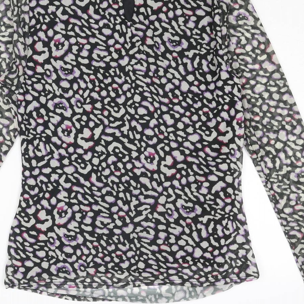 Dorothy Perkins Womens Multicoloured Animal Print Polyester Basic T-Shirt Size M Round Neck