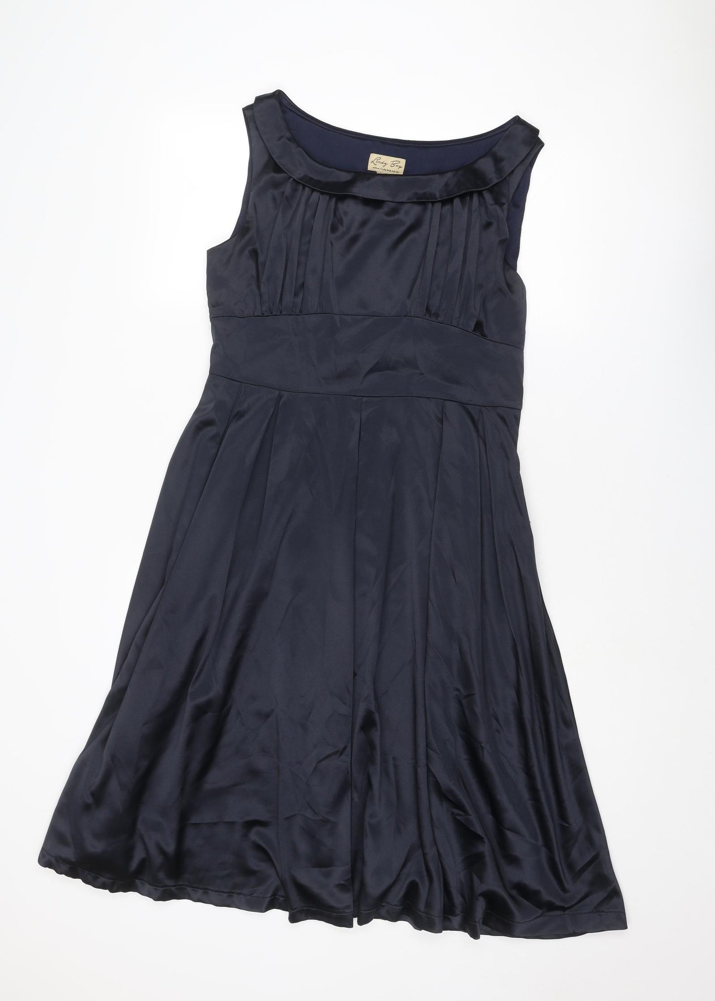 Lindy Bop Womens Blue Polyester A-Line Size 14 Round Neck Zip