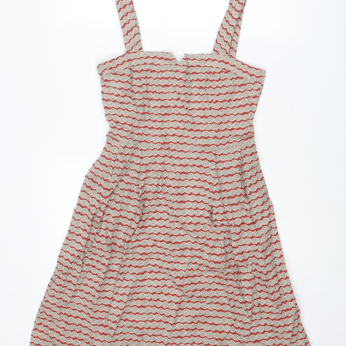 Great Plains London Womens Multicoloured Geometric Cotton A-Line Size XS Square Neck Zip